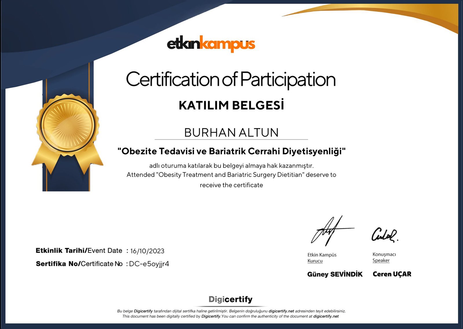 Obezite Tedavisi ve Bariatrik Cerrahi Diyetisyenliği